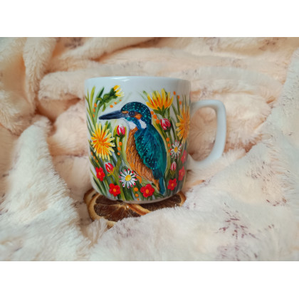 Zimorodek wśród ziół ręcznie malowany 270 ml., Studio Paulla, naczynia