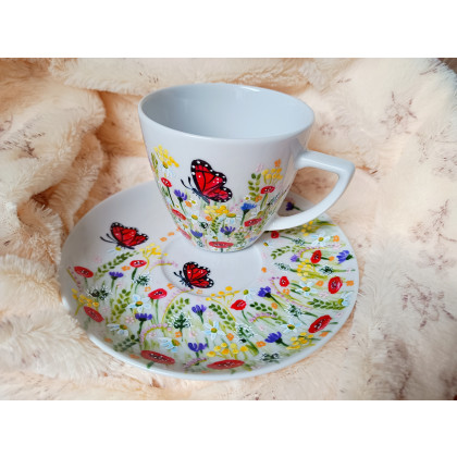 Komplet letniej łąki filiżanka 350 ml. ręcznie malowany, Studio Paulla, naczynia