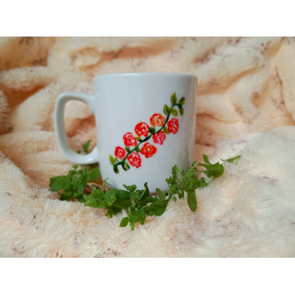 Studio Paulla - naczynia - Jaskółki i róże ręcznie malowany kubek 270 ml. foto #1