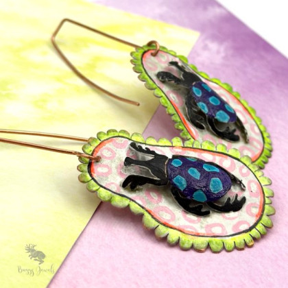 Buggy Jewels - kolczyki  - Artystyczne Długie Kolczyki Miedziane Owady 2 foto #3