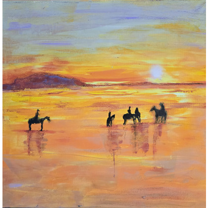 Przejażdżka, obraz na płótnie 50x50x2 cm., Ewa Mościszko, obrazy akryl