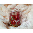 Szklany kubek z zaparzaczem hibiskus ręcznie malowany 370 ml.