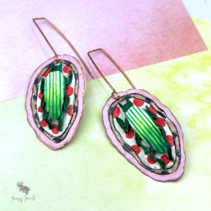 Buggy Jewels - kolczyki  - Artystyczne Długie Kolczyki Miedziane Owady 3 foto #4
