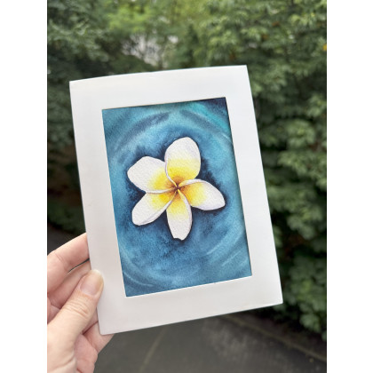 Yunona Kucherevska - obrazy akwarela - Akwarela A5 Kwiat Frangipani foto #6