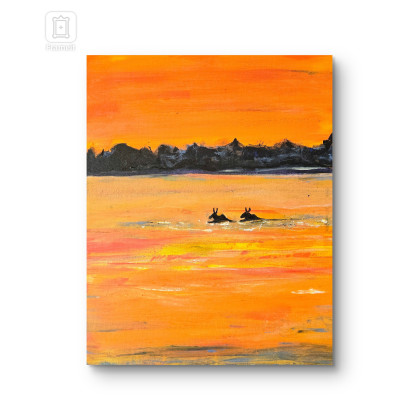 Ewa Mościszko - obrazy akryl - Podlaska Przeprawa, obraz na płótnie 50x40x2 cm. foto #1