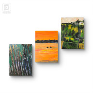 KOMPOZYCJA PRAC NA PŁÓTNIE,  40X50X2 CM, BIESZCZADY I PODLASIE