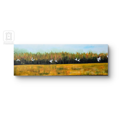 Ewa Mościszko - obrazy akryl - Obraz akrylowy na płótnie,  120x40x2cm. PODLASKIE GRANICE foto #1