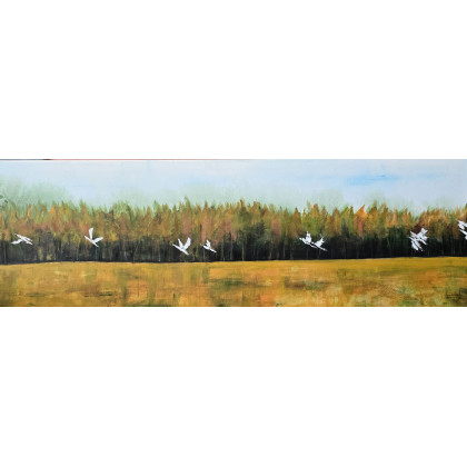 Ewa Mościszko - obrazy akryl - Obraz akrylowy na płótnie,  120x40x2cm. PODLASKIE GRANICE foto #2