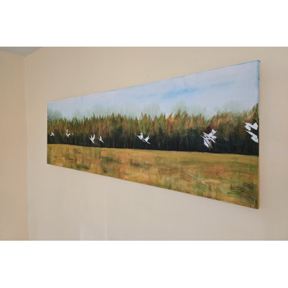 Ewa Mościszko - obrazy akryl - Obraz akrylowy na płótnie,  120x40x2cm. PODLASKIE GRANICE foto #3