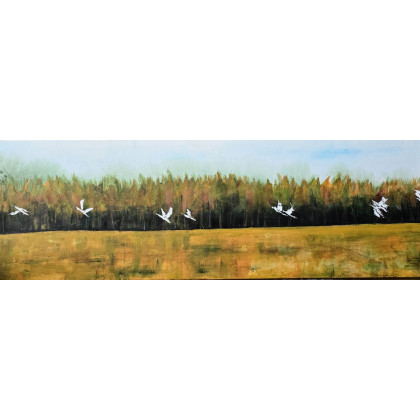 Ewa Mościszko - obrazy akryl - Obraz akrylowy na płótnie,  120x40x2cm. PODLASKIE GRANICE foto #4