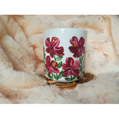 Studio Paulla - naczynia - Hibiskusy ręcznie malowany kubek 270 ml. foto #1