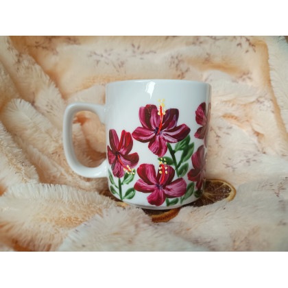 Studio Paulla - naczynia - Hibiskusy ręcznie malowany kubek 270 ml. foto #2
