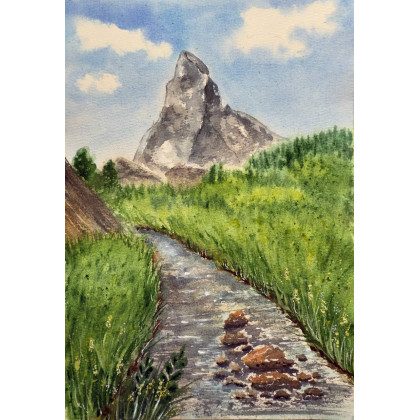 Yunona Kucherevska - obrazy akwarela - Akwarela Matterhorn 18x26 foto #2