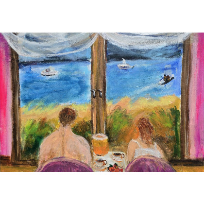 Obraz na płótnie, Śniadanie,  40x30x1 cm., Krystyna Mościszko, obrazy akryl