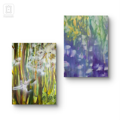 Kompozycja prac na płótnie,  Nature,  50x70x1cm, Ewa Mościszko, obrazy akryl