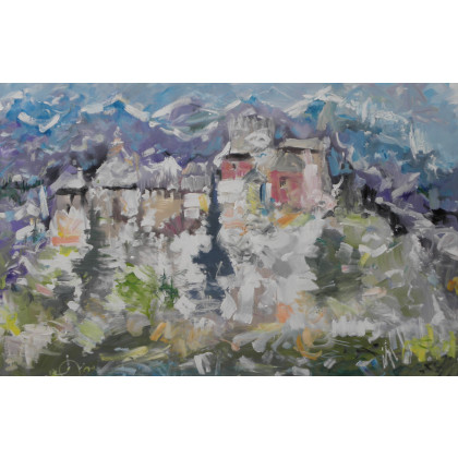 Fantazja na temat, góry, zamek Niedzica, Eryk Maler, obrazy olejne