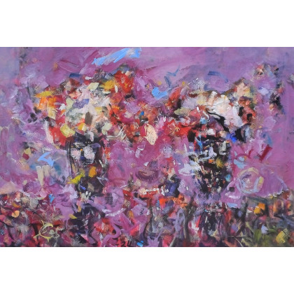 Kwiaty we fioletach, 70x100, Eryk Maler, obrazy olejne