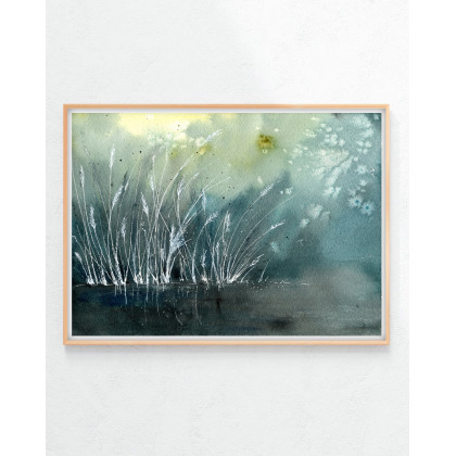 Akwarela A4.  Szuwary, Małgorzata Domańska ART, obrazy akwarela