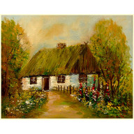 Chata w malwach obraz olejny 30cm-40cm