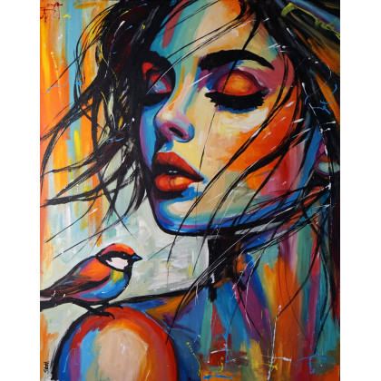 Szeptanie 80x100, Rafal Stach, olej + akryl