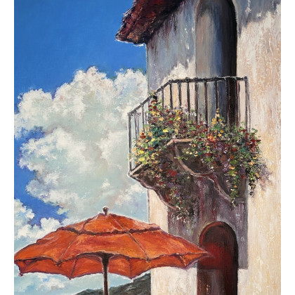 Myroslava Burlaka - obrazy olejne - Przytulny balkon nad morzem. foto #1