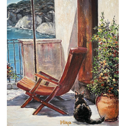 Myroslava Burlaka - obrazy olejne - Przytulny balkon nad morzem. foto #2