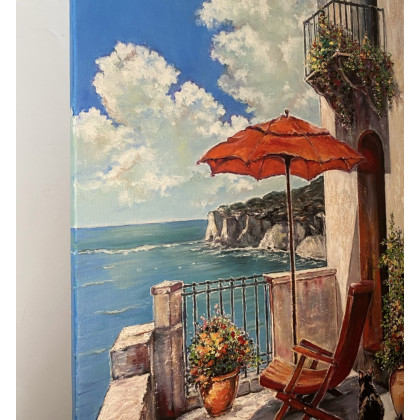 Myroslava Burlaka - obrazy olejne - Przytulny balkon nad morzem. foto #3