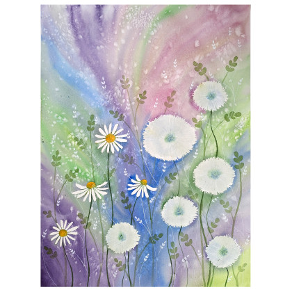 Akwarela 50x70cm. Dmuchawce, Małgorzata Domańska ART, obrazy akwarela