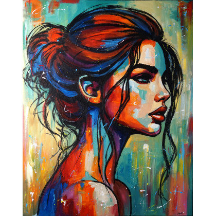 Jej kolorowy dzień 80x100, Rafal Stach, obrazy olejne