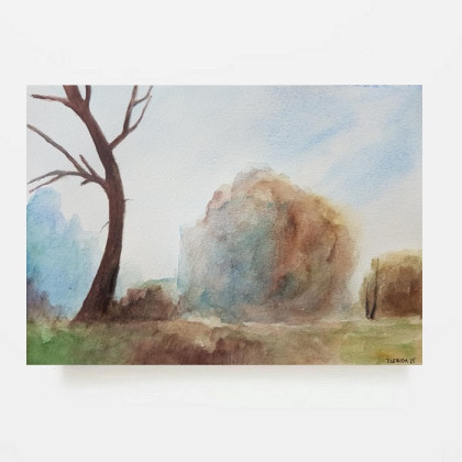 Pejzaż-  akwarela formatu 18/25 cm, Paulina Lebida, obrazy akwarela