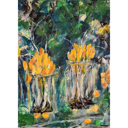 Ewa Mościszko - obrazy akryl - Wiosenna kompozycja,  obraz na płótnie, 30x40x1cm foto #3