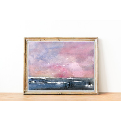 Akwarela A4.  Lot nad wodą, Małgorzata Domańska ART, obrazy akwarela