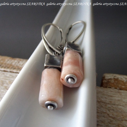 szarotka - kolczyki  - PEACH MOUSSE kolczyki z kamienia słonecznego i srebra foto #3