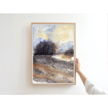 Akwarela A4.  Pejzaż, Małgorzata Domańska ART, obrazy akwarela
