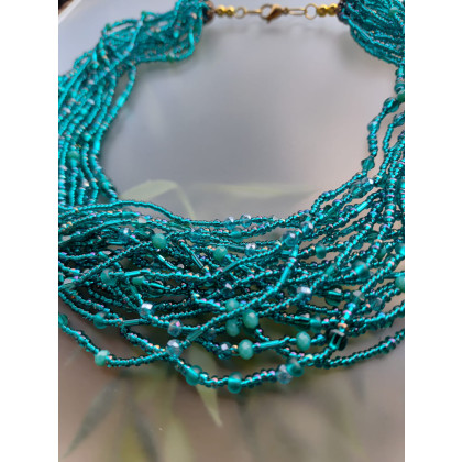 unikatart - korale,naszyjniki - Naszyjnik Korale Szkło Emerald Zielone foto #1