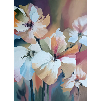 Abstrakcyjny kwiatowy raj, obraz olejny 97x70 cm, Joanna Tomczyk, obrazy olejne