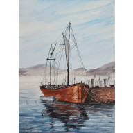 AKWARELA AKWARELKA OBRAZ PT. W PORCIE 31 X 23 CM