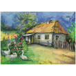 Wiejski widoczek. Sucha pastel.