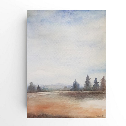 Pejzaż -  akwarela formatu 24/18 cm, Paulina Lebida, obrazy akwarela
