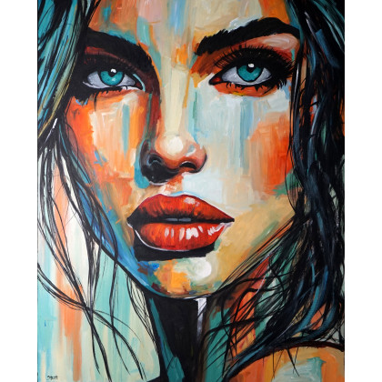 Ocean w jej oczach 80x100, Rafal Stach, olej + akryl