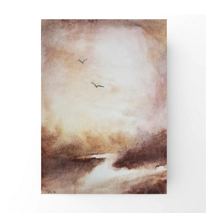 Morze -  akwarela formatu 24/18 cm, Paulina Lebida, obrazy akwarela