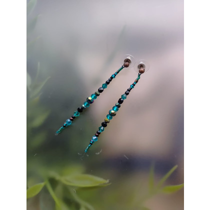 unikatart - kolczyki  - Kolczyki Minimalizm Koralikowe Nitki4 foto #3