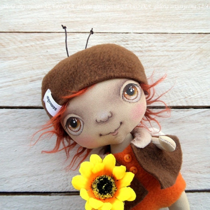 Lala - ŻUCZEK, dekoracja tekstylna, OOAK, pocket doll, szarotka, inne