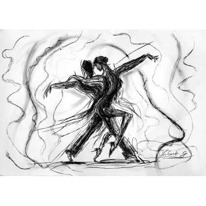 Tango, Grzegorz Zalewski, rysunek węglem