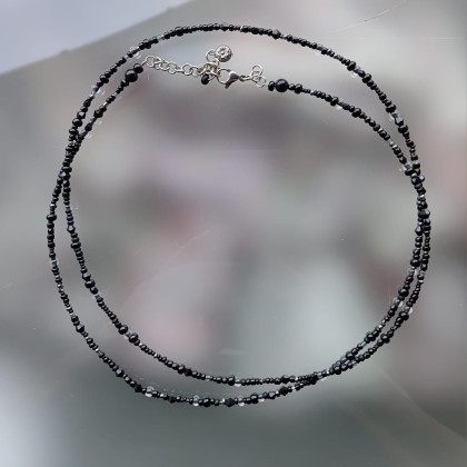 Naszyjnik Minimalistyczny Koraliki Czarne, unikatart, korale,naszyjniki