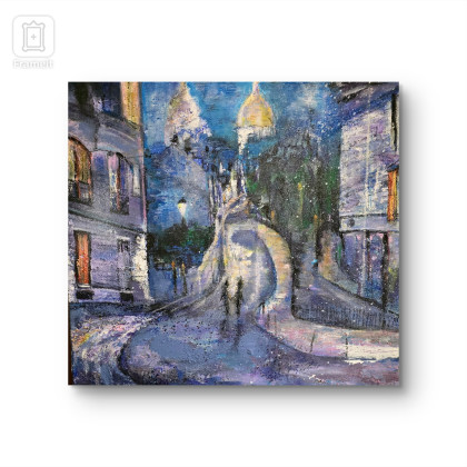 Ewa Mościszko - obrazy akryl - Montmartre,  Paris, obraz akrylowy na płótnie 50x50x2 foto #1