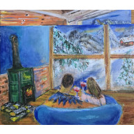 ŚNIADANIE DO ŁÓŻKA,  OBRAZ NA PŁÓTNIE 40X30X2