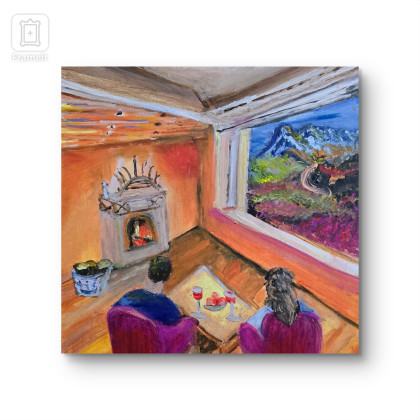 Krystyna Mościszko - obrazy akryl - Śniadanie do łóżka,  obraz na płótnie 40x40x2 cm foto #1