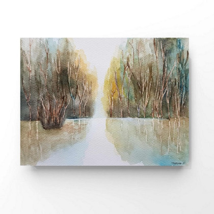 Drzewa -  akwarela formatu 18/24 cm, Paulina Lebida, obrazy akwarela