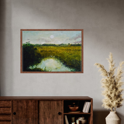 Iga Płachta - plakaty - Dekoracyjny plakat pejzażowy z jeziorem o wymiarach 42 x 29,7 cm. foto #2